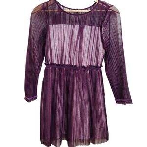 Calvin Klein Girls Dress Size 12 Purple / Prune Pleated Tulle‎ Sparkle Party NWT